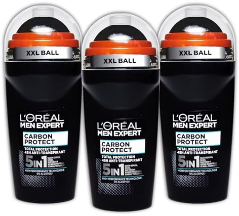 3-pack Loreal män Expert Carbon Protect Anti-Perspirant Roll-On Deoroller 3 x 50 ml