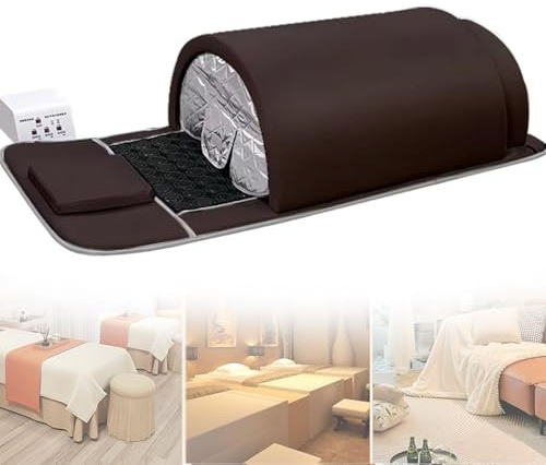 Cupola Sauna a Infrarossi Lontani 1200W | Saune Zero Emf | Preriscaldamento 5 Minuti | Sauna a Infrarossi Una Persona a Copertura Completa a 360 Gradi, Sauna per Bellezza Domestica,Brown