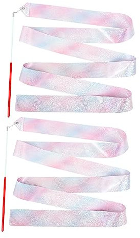 GALPADA 2stücke Junge Mädchen Bunte Ribbons Tanzstreamer Für Und Darbietungen Lange Leicht Tragbar Verbessert Fitness Und Kreativität Rot Mit Glitzergriffen
