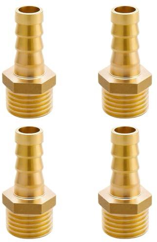 Boquilla de manguera de latón G3/8 (16,2 mm de diámetro), boquilla de 10 mm, 4 conectores de boquilla de manguera de 10 mm x adaptador de tubo G3/8 pulgadas, boquilla de manguera, conexión roscada de