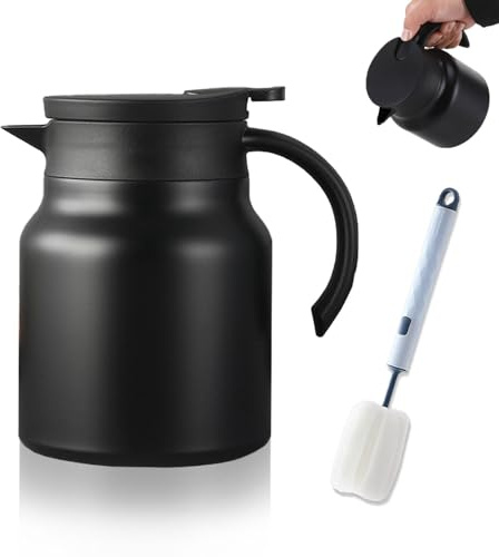 Caraffa Termica con Colino per Il Tè, 1000ml Teiera termica per Caffè con spazzola di pulizia in spugna, Thermos con Filtro in Acciaio inossidabile, Infusore per Tè Rimovibile, per Travel, Casa