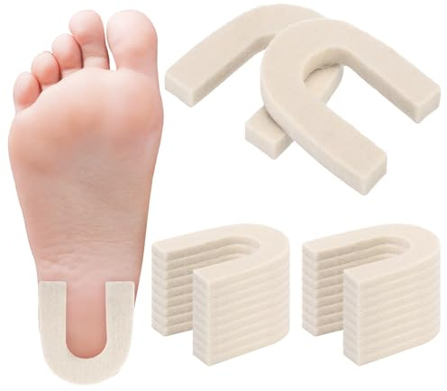 Pangda 24 Pcs Horseshoe Heel Pads for Feet Shoes Adhesive Wool Felt Cushion Pads for Women Men Reduce Heel Spur Relief Pressure Comfort Wear Universal One Size Fits All, 1/4 Inch Thick