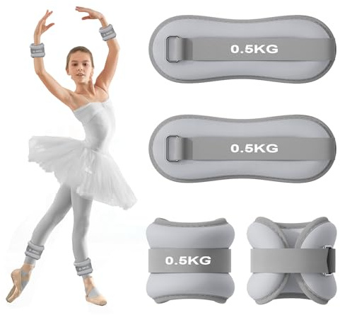 2 st viktmanschetter, fötter för ben och armar, ankelvikt, handledsvikter för pilates, yoga, promenader, jogging, aerobics (grå, 0,5 kg)