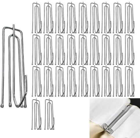30 Ganchos de Cortina de Acero Inoxidable con 4 Puntas - Robustos y Duraderos - para Cortinas Pesadas - Fácil Instalación - 2,7 Pulgadas