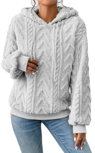 Zetieny huvtröja dam huvtröja teddy fleece dubbel fuzzy fluffig jacquard tröja avslappnad varm långärmad topp höst vinter sweatshirt med dragsko