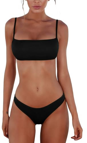 UMIPUBO Maillot De Bain Femme 5 Pieces Bikini String Sexy Taille Basse Bandeau Haut Dos Nu Ado Fille Maillots Deux Pièces