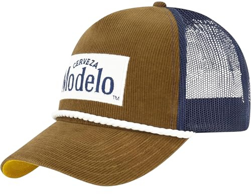 Modelo Trucker Hat, Vintage Baseball Cap, Mesh Back with Rope Detail, Adjustable Snapback Closure, Corduroy