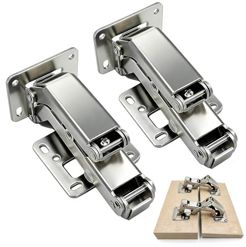 2 Stück 170° Soft-Close Schrankscharniere für Schranktüren & Möbel, Möbelscharnier mit Dämpfer, Aufschraubscharnier für Küchenschrank (2)