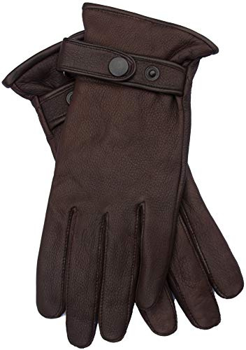 EEM guanti da uomo in pelle, pregiata pelle di cervo, morbida fodera in cashmere e lana; marrone L