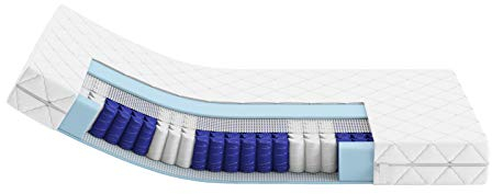 Matratzen Perfekt 7-Zonen Taschenfederkern Köln 90x200 cm 20 cm Höhe Härtegrad H4 Orthopädisch mit exzellenter Punktelastizität Waschbarer Bezug (bis 60°C) Allergikerfreundlich