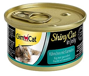 GimCat ShinyCat in gelatina pollo e gamberetto, Cibo umido in gelatina con carne e frutta per gatti, Ricco di proteine, 24 Lattine, 24 x 70 g