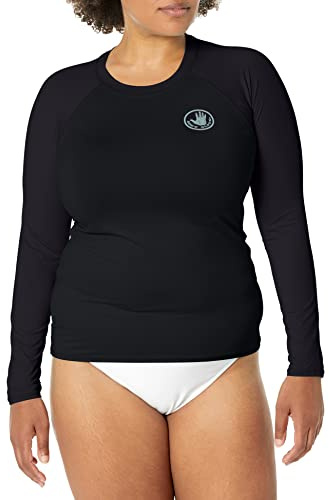 Body Glove Women's Smoothies Sleek Solid Long Sleeve Rashguard with UPF 50+ Rash Guard Shirt, Black, S