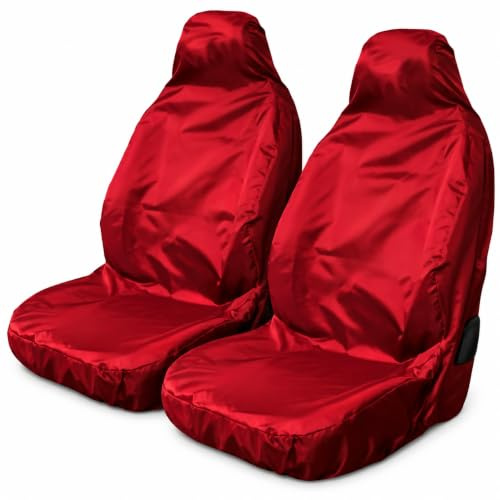Carseatcover-UK® Heavy Duty RED WATERPROOF Car Seat Cover Protectors AIRBAG SAFE for Front Seats