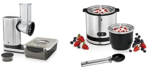 WMF Küchenminis Salat-to-go (150 W, Salatzubereiter, elektrischer Gemüseschneider, 5 Einsätze) & Küchenminis 3in1 Eismaschine, Ice Maker für Frozen Joghurt, Sorbet und Eiscreme, Gefrierbehälter 300ml