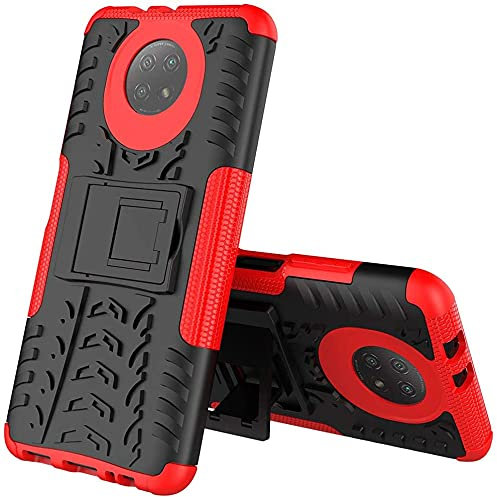Funda para móvil Xiaomi Redmi Note 9 5G / Redmi Note 9T con Soporte Protección 360 Grados 2 en 1 Carcasa Dura Resistente Antigolpes Rugged Armor Case (Xiaomi Redmi Note 9T/Redmi Note 9 5G, Rojo)