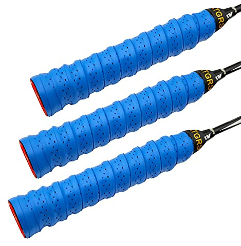 ATGRS Tennis Grip Tacky Tennis Racket Grip Tape Absorbent Anti-Slip Tennis Overgrip for Tennis Badminton Pickleball Racquet Handle Grip with Damping Ridges Overgrips (Royal Blue)
