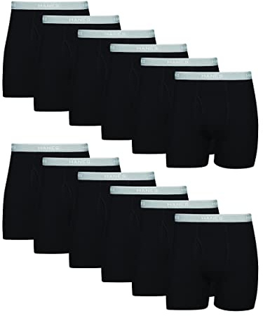 Hanes Mens Underwear Briefs, Cool Dri Moisture-wicking Cotton No-ride-up For Men, Multi-packs Available Boxer, 12 Pack - Black, Medium US