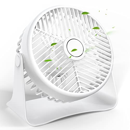 Lafhome Ventilatore da Tavolo, Ventilatore da Scrivania USB Portatile con Rotazione a 360° Mini Desktop Ventilatore, Ventilatore Personale a 3 velocità per Ufficio, Casa - Bianco