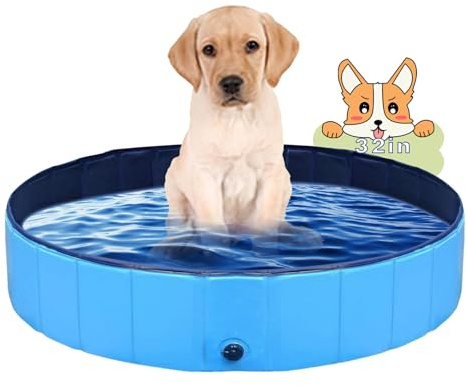 PJZP Dog Pool Foldable pet Pool Dog Swimming Pool Portable Suitable for Indoor and Outdoor use (32x8in)