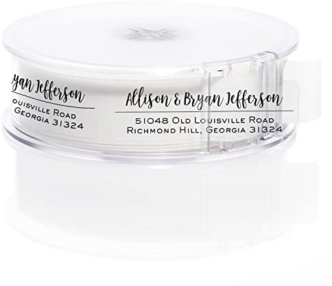 Clear Mixed Font Rolled Address Labels / 250 Personalized Return Address Labels/Designer Address Stickers in Elegant Plastic Dispenser