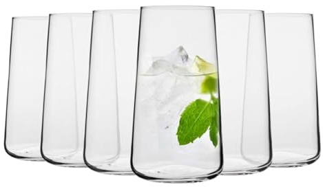 Krosno Drinking Glasses Set of 6 – 20.3 oz Large Water Juice Glasses Infinity Collection | Modern Tapered Highball Tumblers, Clear Glassware for Cocktails | Dishwasher Safe | Made in Europe