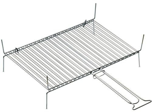 Marvin Graticola Griglia Accessori Rettangolare Camino Brace Barbecue da Campeggio Balcone Giardino Esterno Carbonella Doppia con Piedini Manici Acciaio Cromato Alimenti Hamburger (40x45)