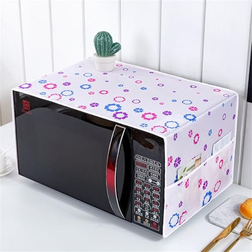 Treer Microwave Dust Cover, Universal Microwave Dust Proof Covers Microwave Oven Dust Cover Protective for Kitchen Home Microwave Decor (Pink Flowers,35x100cm)