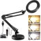 Dibaful Lupe mit Licht und Ständer 10 Fach Lupenleuchte mit Klemme | Leselupe Standlupe Lupenlampe mit 3 Farben und Stufenlos | LED Schreibtischlampe für Reparatur Arbeit und zum Lernen