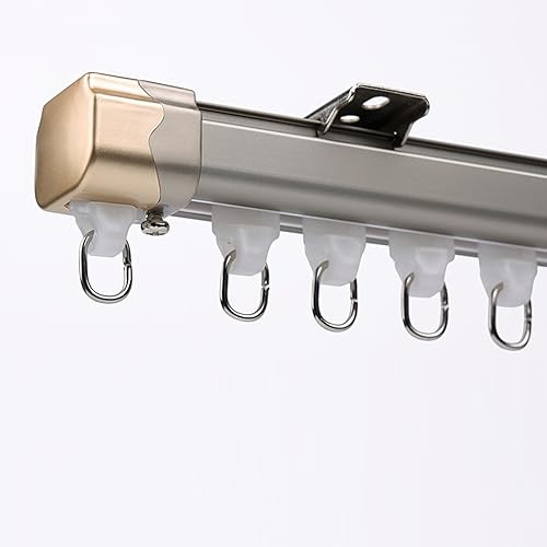 Barra de cortina de aluminio con barra transversal silenciosa montada en el techo, barra de cortina silenciosa, accesorios completos para sala de estar, dormitorio, divisor de habitación.