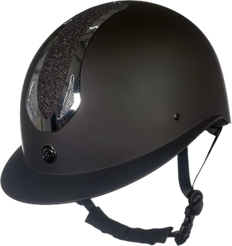 HKM Damen Illusion Reithelm, Schwarz/Shiny Silver, 55-57 cm