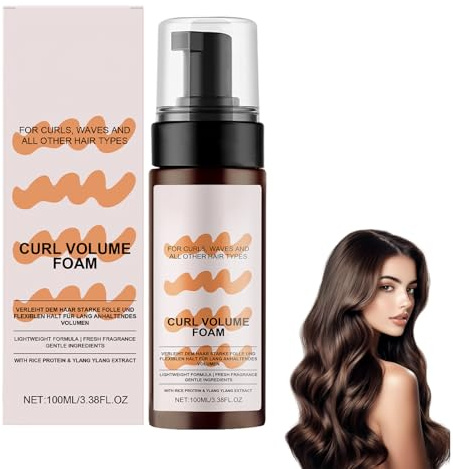 Mousse Volumizante con Keratina para Cabello Rizado y Liso – Espuma de Peinado Profesional que Hidrata, Define y Controla el Frizz – El pelo de la lámpara mejora el encrespamiento