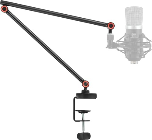 Pronomic MA-161 BK mikrofonarm stativ för studio mikrofon – mikrofonstativ med bordsklämma – mikrofonhållare justerbar för podcast, spel, studio och streaming – mikrofonarm utsträckt upp till 72 cm