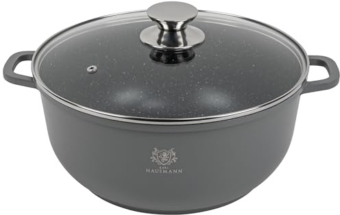 KARL HAUSMANN Pentola Antiaderente - 4.5 Litri - Ø 24 cm - Casseruola Induzione in Alluminio Pressofuso con Coperchio - Pentola per Tutti i Piani Cottura - Pentole Antiaderenti per Pasta - Pot