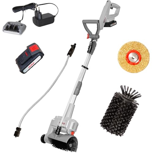 IKRA Oberflächenreiniger Fugenreiniger Vario Brush IATR 20, inkl. Nylon Oberflächenbürste, Stahl Fugenbürste, Akku & Ladegerät