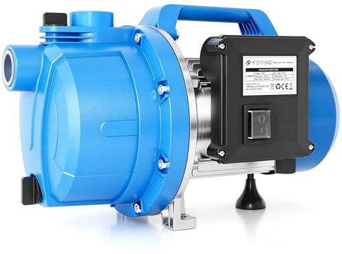 FOTING Bomba de jardín - Bomba eléctrica de agua para riego (1100 W, 230 V/50 Hz, caudal máx. 7200 l/h, presión 4,5 bar, altura máx. 50 m, aspiración 7 m, conexión G1)