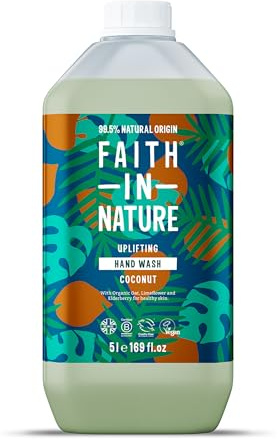 Faith In Nature Natural Coconut Hand Wash, Hydrating, Vegan and Cruelty Free, No SLS or Parabens, 5 L Refill Pack
