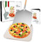 Joeji's Kitchen Pizza Stone & Peel Shovel Set - 30 x 38cm Rectangular Cordierite Stone for Oven BBQ - Aluminium Peel with Removable Wooden Handle
