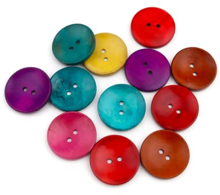 30 Große, Bunte Premium-Holzknöpfe 35mm 2-Loch Rund - XL DIY Knöpfe Zum Nähen, Basteln, Annähen - Jackenknöpfe, Zweilochknöpfe Bunt