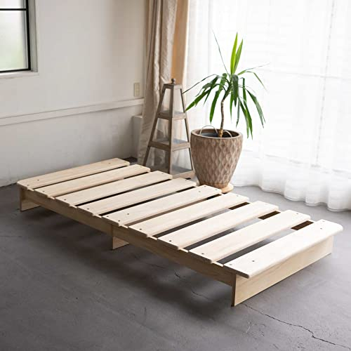 EMOOR Futonbett KAN SUNOKO 97 x 197cm Holzlattenrost Niedriger für Japanische Futonmatratze, Massives Kiefernholz (unbemalt), Bodenschlaf-Tatami-Matte