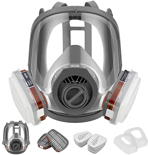 ZXICH Masque de volume réutilisable avec filtre pour la protection contre les vapeurs et les particules Masque à gaz anti-poussière pour peintures, vernis, travaux de menuiserie, agriculture