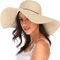 BABAHU Faltbarer Strohhut für Damen, mit breiter Krempe, Sonnenhut, Sommer, Strandhut, UV-Schutzfaktor 50+, 04-Stil, Beige, Einheitsgröße
