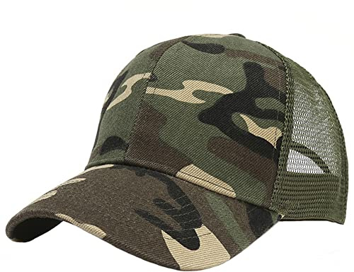 Kids Camo Baseball Cap - Adjustable Snapback Mesh Sun Hat for Boys Girls 5-12 Years Old - Cotton UV Protection Outdoor Sport Cap for Summer, Holiday, Travel, Beach