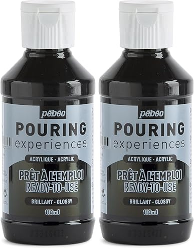 PEBEO Pouring Experiences-Ready-to-Use Premixed Acrylic Paint-Ideal for Fluid Art, Ivory Black, 118 ml (Pack of 2)
