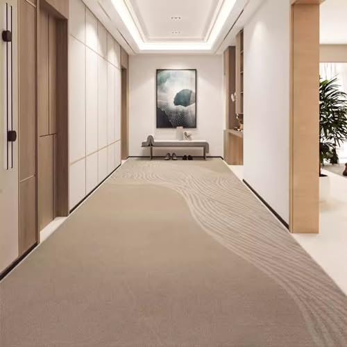 Alfombras de Pasillo Alfombra Interior De Color Caqui Para Entrada De Escaleras Alfombra Para Suelo De Balcón, Alfombra De Retales Para Sofá Junto A La Cama Súper Absorbente ( Size : 80x450cm/2.6x14.8