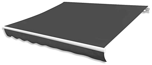 Homgoday Toile de rechange pour store banne - Protection solaire - Avec volant - Housse de rechange pour store - Anthracite - 350 x 250 cm