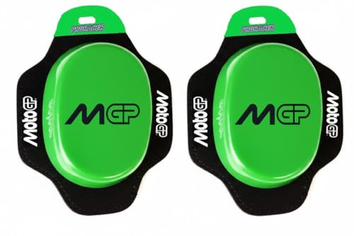 Deslizadera de Rodilla para motoristas, Rodillera deslizantes Carretera Circuito competicion Sliders con Logo MotoGP (Verde)