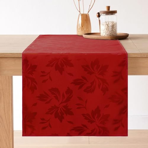 Romanstile Red Christmas Table Runner 40 x 180 cm Jacquard Table Runner Modern Washable Table Runner Ideal for Dining Party Christmas Birthday
