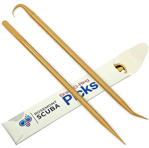Rosemont Scuba Premium Brass Pick Kit – 2 Picks with 4 Tip Styles | O-Ring and Seal Removal Tools for Scuba Diving, Automotive, and DIY Maintenance | Durable, Scratch-Free Design