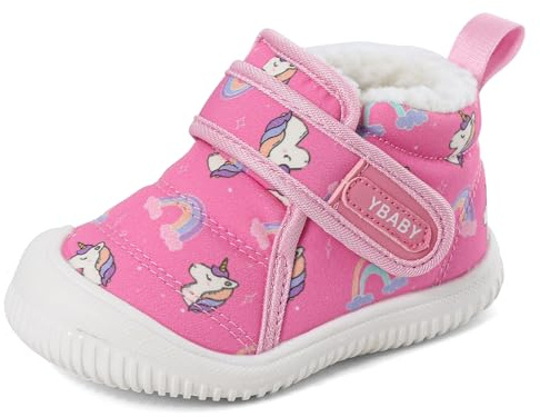 Cheerful Mario 1–5 år baby, pojkar, flickor, stövlar, lära-gå-skor, småbarn, vinterstövlar, varning, päls, fodrad, vinterskopa, ROSA, 26 EU