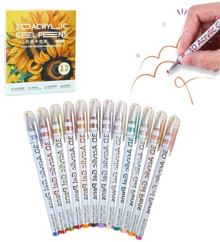 Eventerde Stylos Gel Acrylique 3D - Set Art Marqueurs Acryliques Multicolores | Fournitures Artistiques Base Eau Marqueurs Dessin pour Coloriage Doodle sur Toile Bois Tissu Pierre